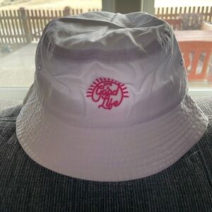 Barenaked Ladies White Bucket Hat with Pink Embroidery